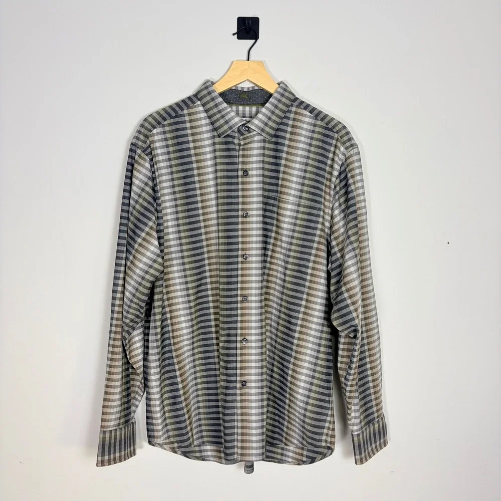 Tommy Bahama‎ Mens Large Long Sleeve Button Up Shirt Cotton Silk Blend Striped
